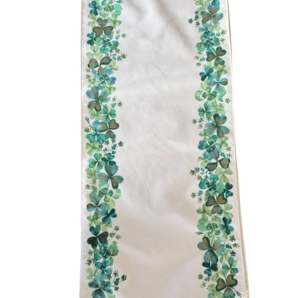Nicole Miller Saint St Patricks Day Table Runner Shamrock Party Home Decor 14x72